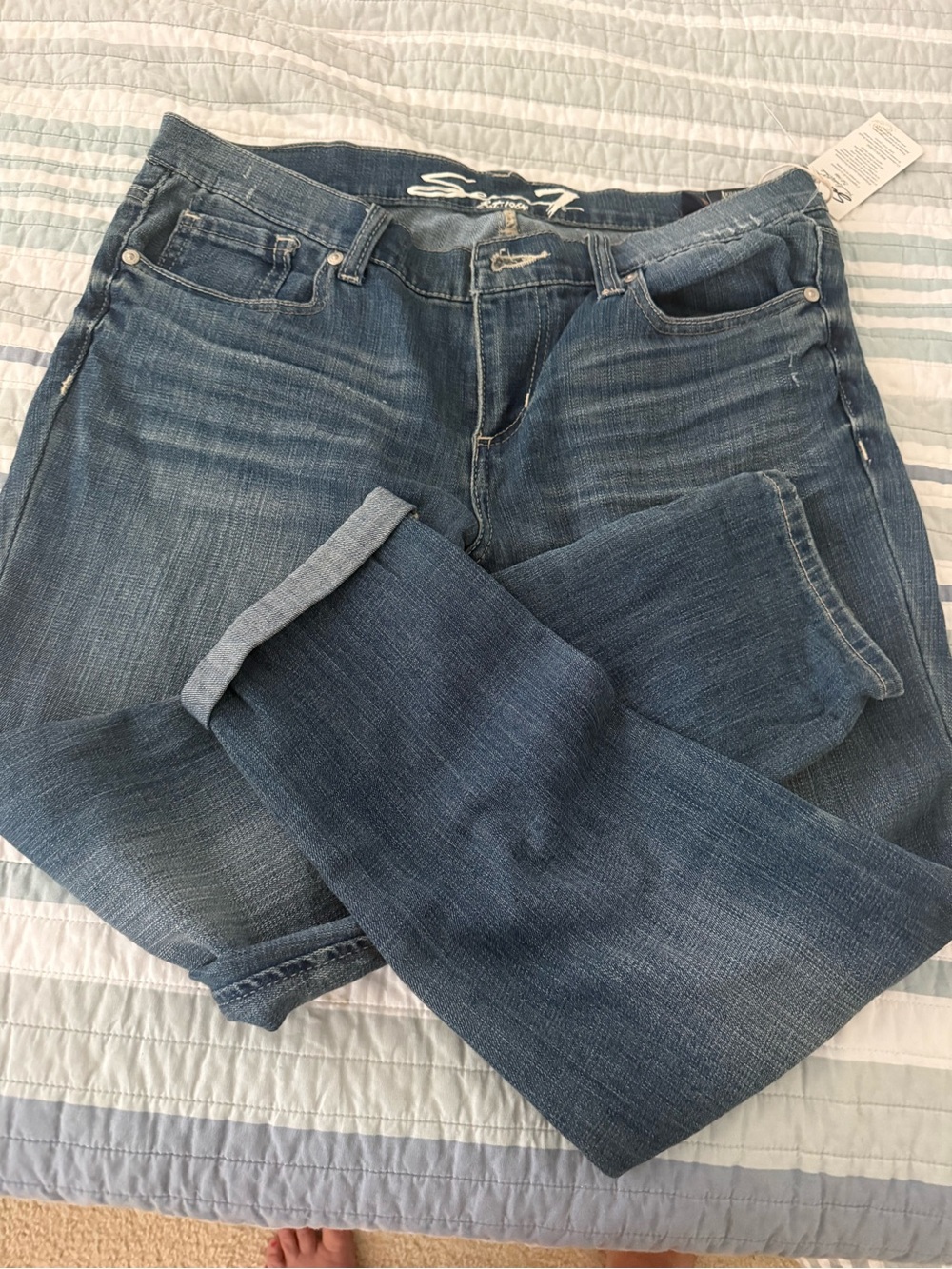 Seven7 Women's Boyfriend Jeans - Blue Wash